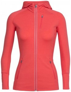 Icebreaker - Women's Quantum L/S Zip Hood - Wolljacke Gr S rot/rosa
