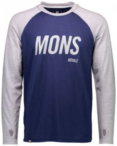 Mons Royale - Coreshot Raglan L/S Slant - Merinounterwäsche Gr M blau/grau