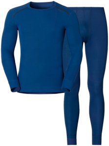 Odlo SET SHIRT LONG SLEEVE PANTS LONG WARM Funktionswäsche Herren blau