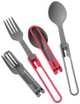 MSR Folding Spoon and Fork Kit Besteckset, 4 Stück, red/grey