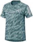 ADIDAS Damen T-Shirt Own The Run Allover-Print, Größe XS in Grün