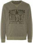 CHIEMSEE Sweatshirt mit tonalem Flockprint, Größe S in Dusty Olive
