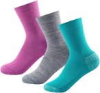 DEVOLD Daily Medium Sock Kid - Socken magenta-grey-pacific 28/30