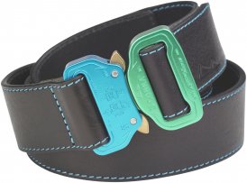 AustriAlpin Ledergürtel Cobra® 38 blau-grün, schwarz Alu eloxiert Gr. L (110 cm)
