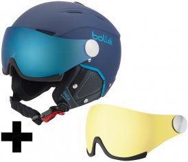 Bollé Backline Visor Premium Skihelm soft navy & cyan/grey blue visor + lemon visor Gr. S (54-56 cm)