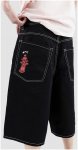 Empyre Ultra Loose Sk8 Denim W Embroidery Shorts black Gr. 36