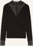Only Longsleeve Mit Spitzenbesatz schwarz