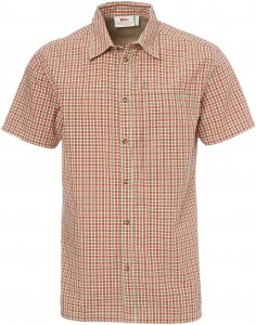 Fjällräven Svante Seersucker Shirt SS Männer Gr. M - Outdoor Hemd - oliv-dunkelgrün|rotbraun
