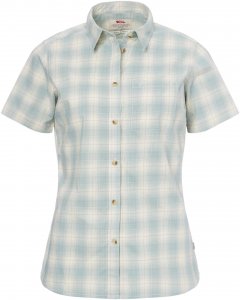 Fjällräven Övik Check Shirt SS Frauen Gr. XS - Outdoor Bluse - grün|beige-sand