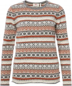 Fjällräven Övik Folk Knit Sweater W Frauen Gr. S - Wollpullover - grau|rot