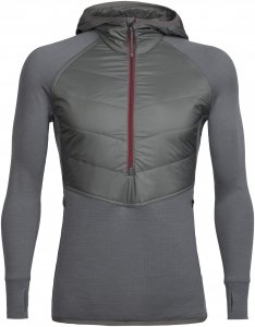 Icebreaker Ellipse LS Half Zip Hood Männer Gr. L - Wollpullover - grau|rot