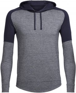 Icebreaker Momentum LS Hood Männer Gr. M - Wollpullover - grau|schwarz
