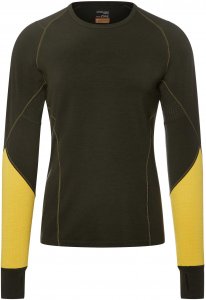 Icebreaker Winter Zone LS Crewe Männer Gr. XXL - Funktionsshirt - oliv-dunkelgrün|gelb