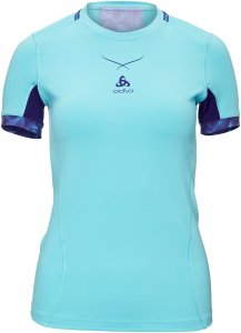 Odlo Ceramicool pro Print S/S crew neck Frauen Gr. L - Funktionsshirt - petrol-türkis