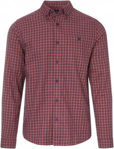 Patagonia L/S Vjosa River Pima Cotton Shirt Männer Gr. M - Outdoor Hemd - rot|blau
