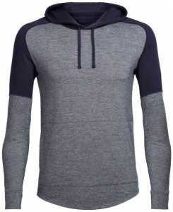Icebreaker - Momentum L/S Hood - Merinopullover Gr XL grau/schwarz