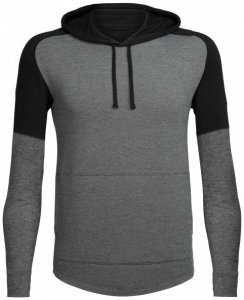 Icebreaker - Momentum L/S Hood - Merinopullover Gr L grau/schwarz