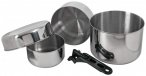 Basic Nature - Biwak Edelstahl 3 - Topf-Set Gr 0,75 + 1,1 + 2,8 l grau