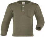 Engel - Baby Shirt mit Knopfleiste - Merinoshirt Gr 62/68 oliv