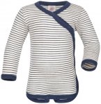 Engel - Kid's Baby-Wickelbody Langarm - Merinounterwäsche Gr 74/80 grau/weiß