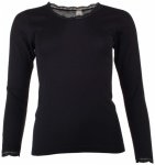 Engel - Women's Shirt L/S mit Spitze - Merinounterwäsche Gr 34/36 schwarz