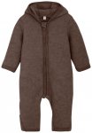 Huttelihut - Baby's Pram Suit Bear Ears Wool Fleece - Overall Gr 98 braun