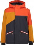 Cmp Boys Jacket Fix Hood Twill Iii Colorblock / Grau / Orange | Größe 152 | Ju