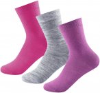 Devold Daily Merino Light Sock 3-pack Kid Grau / Lila / Pink | Größe EU 25 - E