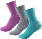 Devold Daily Merino Medium Sock 3-pack Kid Grau / Grün / Lila | Größe EU 28 -