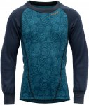 Devold Duo Active Merino Shirt Kid Blau | Größe 4 | Kinder Langarm-Shirt