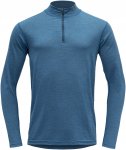 Devold M Breeze Merino 150 Zip Neck Blau | Größe S | Herren Langarm-Shirt
