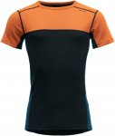 Devold M Lauparen Merino 190 T-shirt Colorblock / Orange / Schwarz | Größe XL 