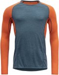 Devold M Running Merino 130 Shirt Colorblock / Blau / Orange | Herren Langarm-Sh