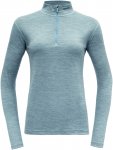 Devold W Breeze Merino 150 Zip Neck Blau | Größe XL | Damen Langarm-Shirt