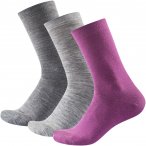 Devold W Daily Merino Light Sock 3-pack Grau / Pink | Größe 36 - 40 | Damen Ko