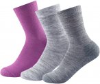 Devold W Daily Merino Medium Sock 3-pack Grau / Pink | Größe 36 - 40 | Damen S