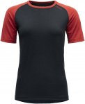 Devold W Jakta Merino 200 T-shirt Colorblock / Blau / Rot | Damen Kurzarm-Shirt