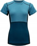 Devold W Lauparen Merino 190 T-shirt Colorblock / Blau | Größe XS | Damen Kurz