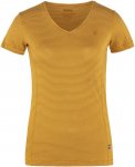 Fjällräven W Abisko Cool T-shirt Gestreift / Gelb | Größe XS | Damen Kurzarm
