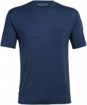 Icebreaker M Nature DYE Drayden Short-Sleeve Pocket Crewe Blau | Herren T-Shirt