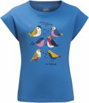 Jack Wolfskin Girls Tweeting Birds T Blau | Größe 116 | Mädchen Kurzarm-Shirt
