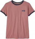 Patagonia W P-6 Label Organic Ringer Tee Pink | Größe M | Damen Kurzarm-Shirt