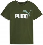 Puma Boys Ess+ 2 Col Logo Tee Grün | Größe 140 | Jungen Kurzarm-Shirt