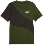 Puma M Puma Power Cat Tee Colorblock / Grün | Größe S | Herren Kurzarm-Shirt