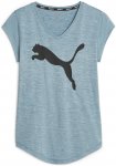 Puma W Train Favorite Heather Cat Tee Blau | Größe S | Damen Kurzarm-Shirt