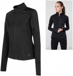 4F - Damen Sport Fitnessjacke, Laufjacke mit Daumenloch, schwarz