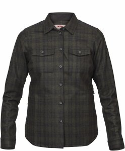 Fjäll Räven Övik Re-Wool Shirt LS W-Dark Grey-Olive-S - Gr. S