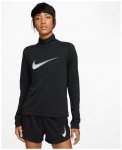 Nike W NK Dri-Fit Swoosh Hybrid Half-Zip Damen Laufshirt ( Schwarz L INT,)