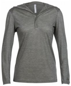 Icebreaker Sphere LS Hood Stripe Women, kona/snow, Größe M