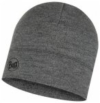 Buff Merino Midweight Beanie, melange light grey